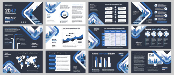 презентация бизнес-компани�и city background с шаблоном инфографики. - sockets stock illustrations
