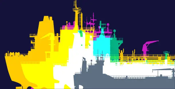 Vector illustration of Freight or Cargo ships