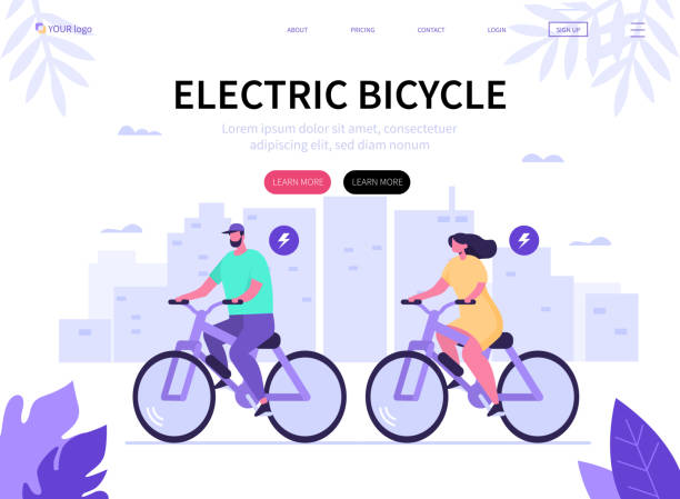 illustrazioni stock, clip art, cartoni animati e icone di tendenza di bicicletta elettrica - bicicletta elettrica