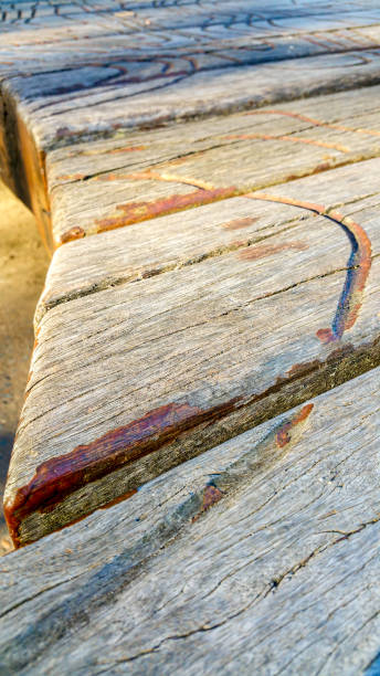 istock Highly weathered and textured wooden slats 1152409139