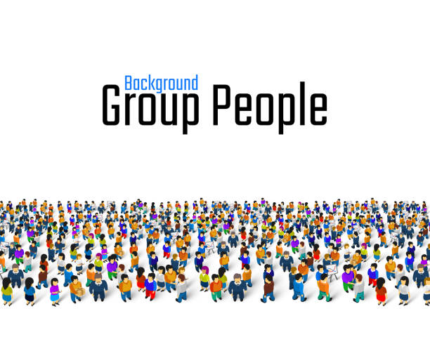 istock A crowd of people on a white background, Business cover. 1152410854