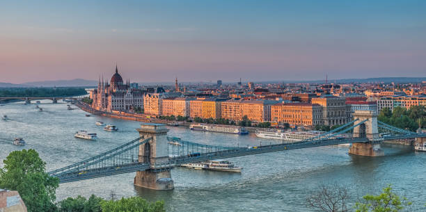 istock Panorama of Budapest at sunset. Hungarian landmarks 1152410980