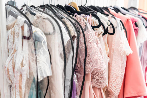 istock Hanger with colorful female dresses close up 1152414207