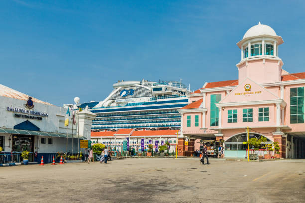 George Town Penang Island Malaysia. March 2019. A view of the cruise ship port in George town in Malaysia