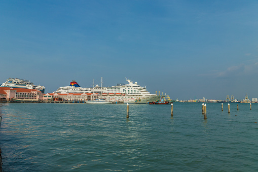 George Town Penang Island Malaysia. March 2019. A view of a cruise ship in George town in Malaysia