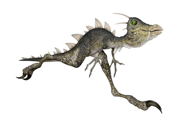 3D rendering of a fantasy reptile dinosaur isolated on white background