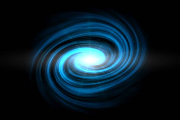 istock Glowing spiral tunnel with light blue fog on black backdrop 1152417090