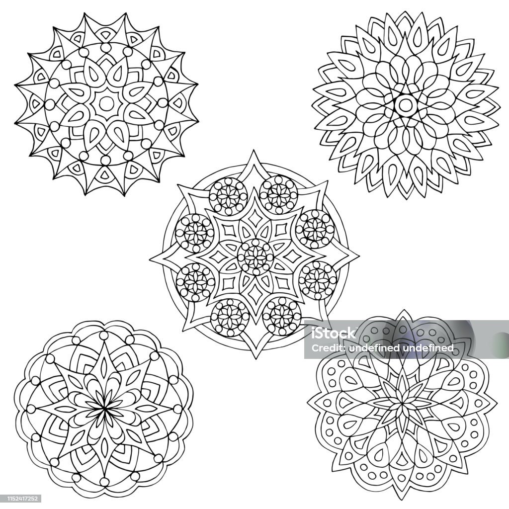 Abstract pattern for coloring books Abstract round mandala pattern, coloring page for kids and adults Abstract stock vector