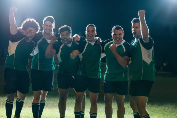 istock Professional rugby players celebrates a victory 1152418657