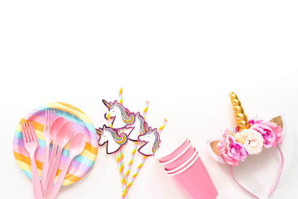 istock Objects for unicorn themed kids birthday party. 1152420001