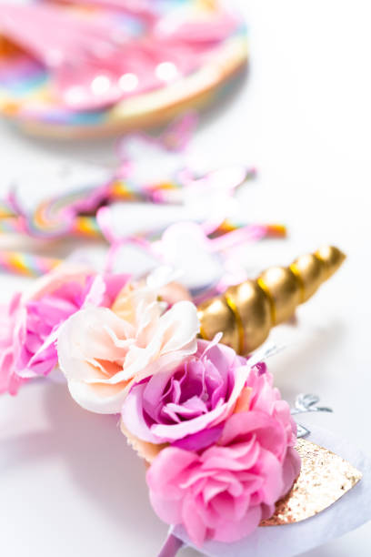 istock Objects for unicorn themed kids birthday party. 1152420026