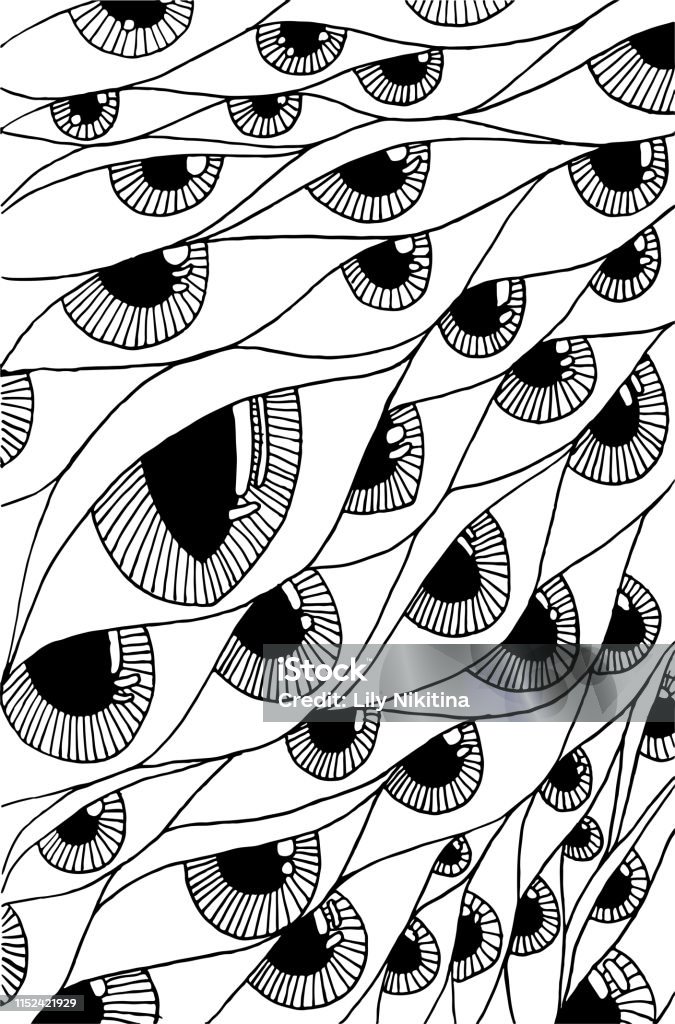 Eyes background Eyes background. Vector illustration. Graphic outline coloring boof for cover hand drawn Eye stock vector