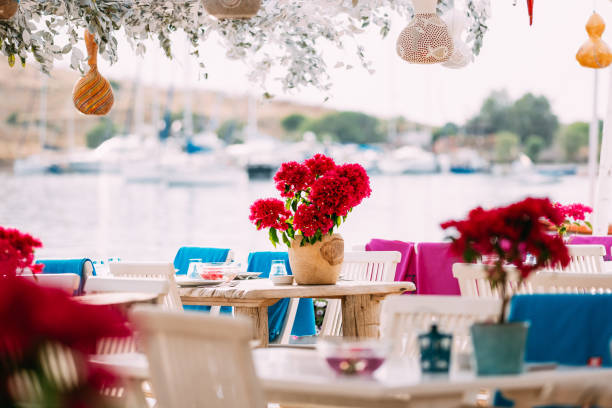 istock Restaurant Table in Mediterranean Seaside Town 1152423705