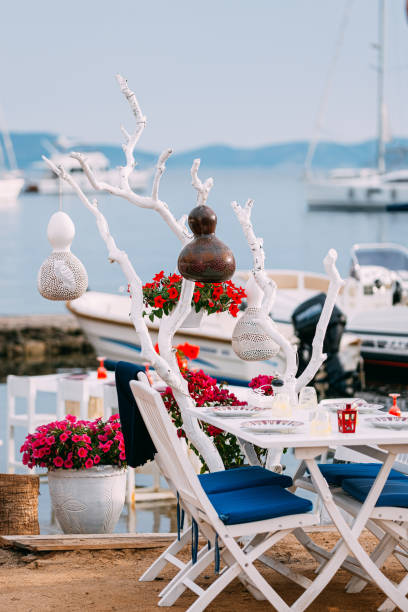 istock Restaurant Table in Mediterranean Seaside Town 1152425059