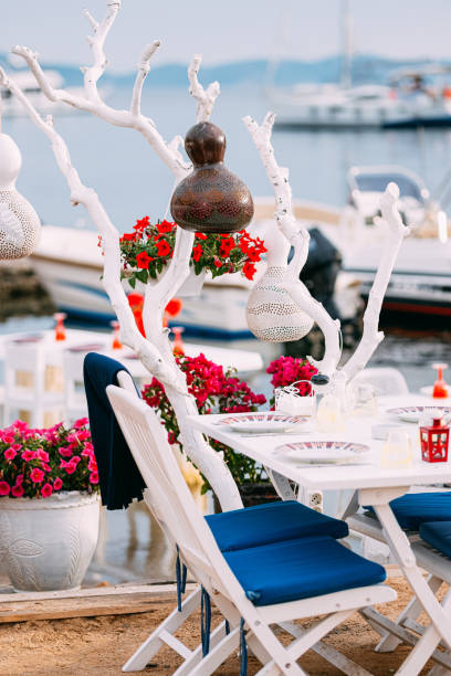 istock Restaurant Table in Mediterranean Seaside Town 1152425069