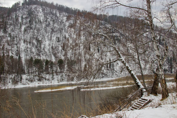 istock Snow covered the embankment of the river. 1152425274
