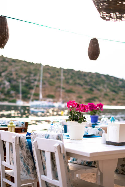 istock Restaurant Table in Mediterranean Seaside Town 1152426279