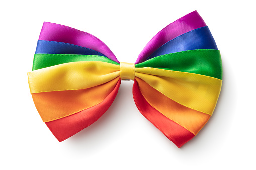 Fashion: Rainbow Bow Tie Isolated on White Background