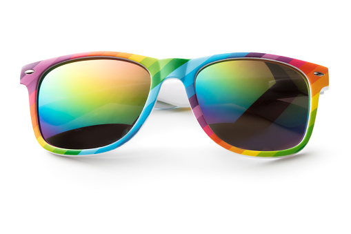 Accessories: Rainbow Sunglasses Isolated on White Background