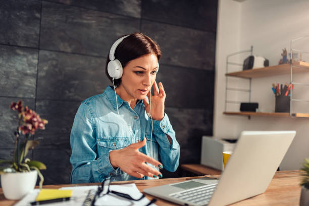 istock Business woman doing video call at office 1152426613