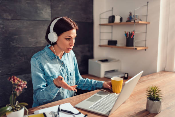 istock Business woman doing video call at office 1152426846