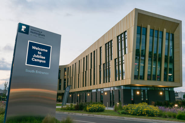 Jubilee Campus at University of Nottingham, England. Nottingham, England - June 7, 2019: The modern purpose -built buildings of the Jubilee Campus, Nottingham University. The University is one of the most popular among British. nottingham stock pictures, royalty-free photos & images