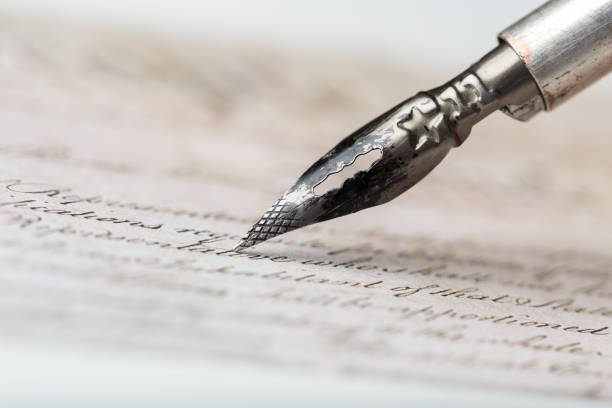 istock Fountain pen on an antique handwritten letter 1152430837