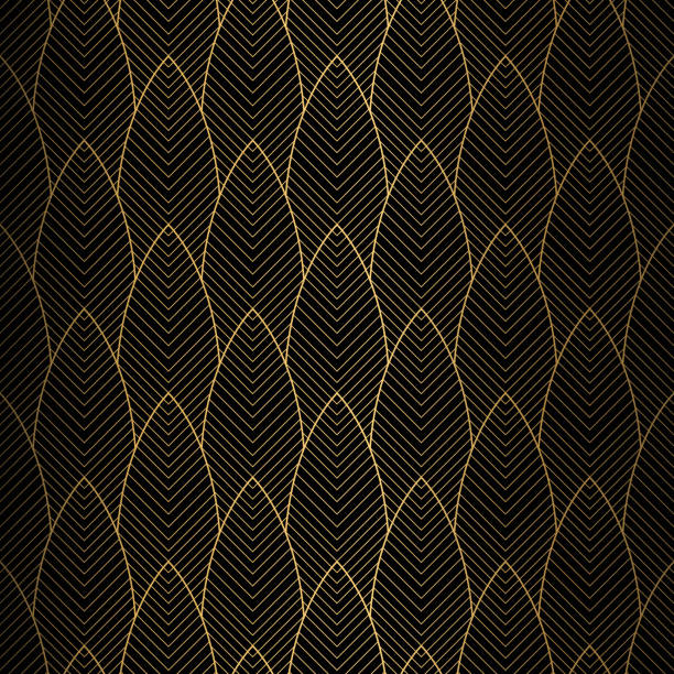 ゴールドとブラックカラーのアールデコ調のシームレスなパターン - art deco 1930s style pattern design点のイラスト素材／クリップアート素材／マンガ素材／アイコン素材