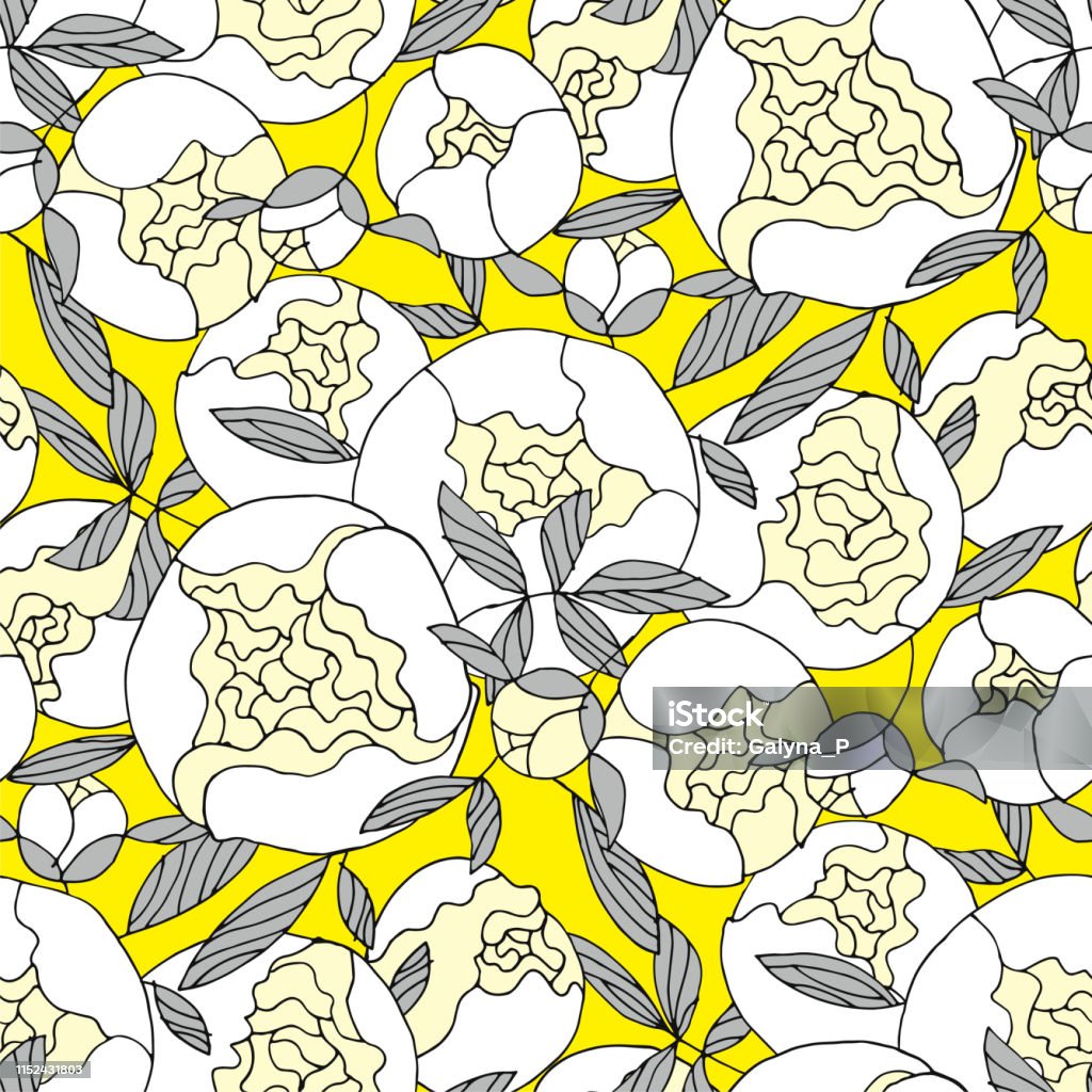 Pean Pattern White Garden Peon Seamless Pattern For Textile And Wrap Stock ...