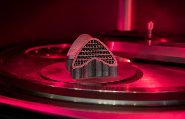 istock Open working chamber. Object printed metal powder on metal 3d printer. 1152433915