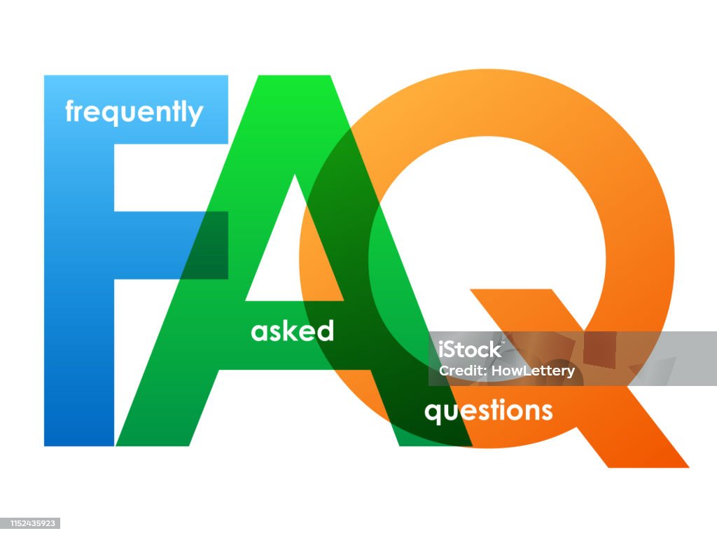 FAQ colorido banner de tipografía - arte vectorial de Pregunta y respuesta libre de derechos