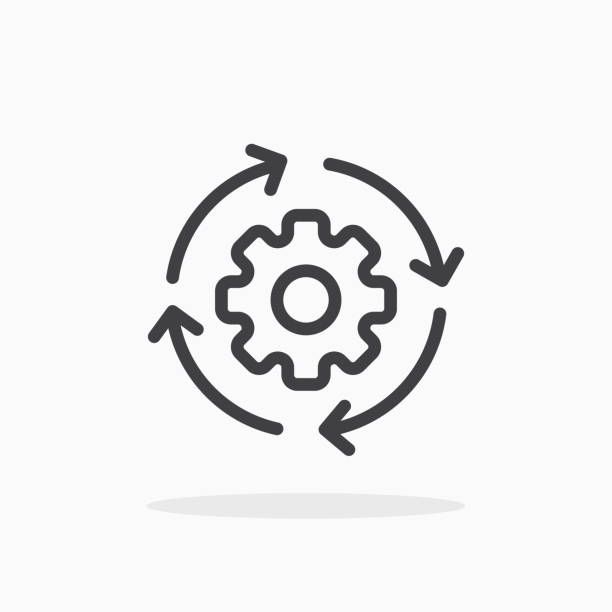 Workflow icon in line style. Workflow icon in line style. For your design, logo. Vector illustration. Editable Stroke. gears stock illustrations