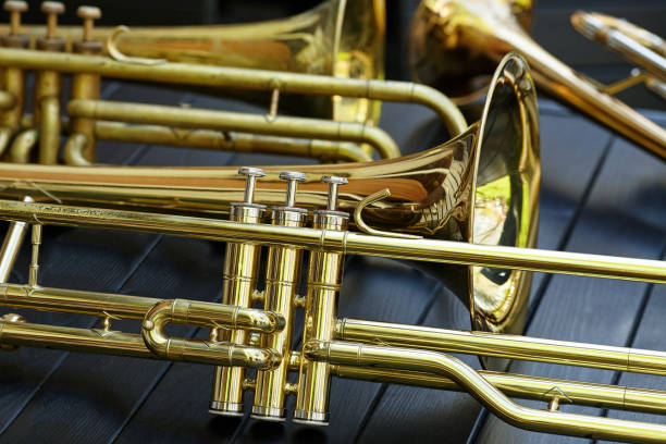 istock A close-up of a brass cornet or trumpet 1152437771