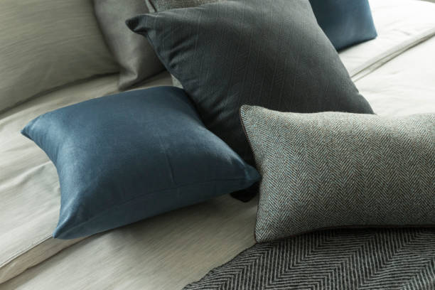 istock Blue and gray cushion in master bedroom 1152438128