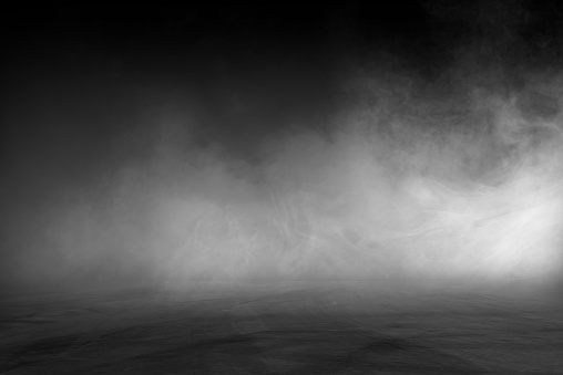 sala oscura vacía abstracta humo niebla resplandor rayos pared y el suelo interior muestra el producto photo