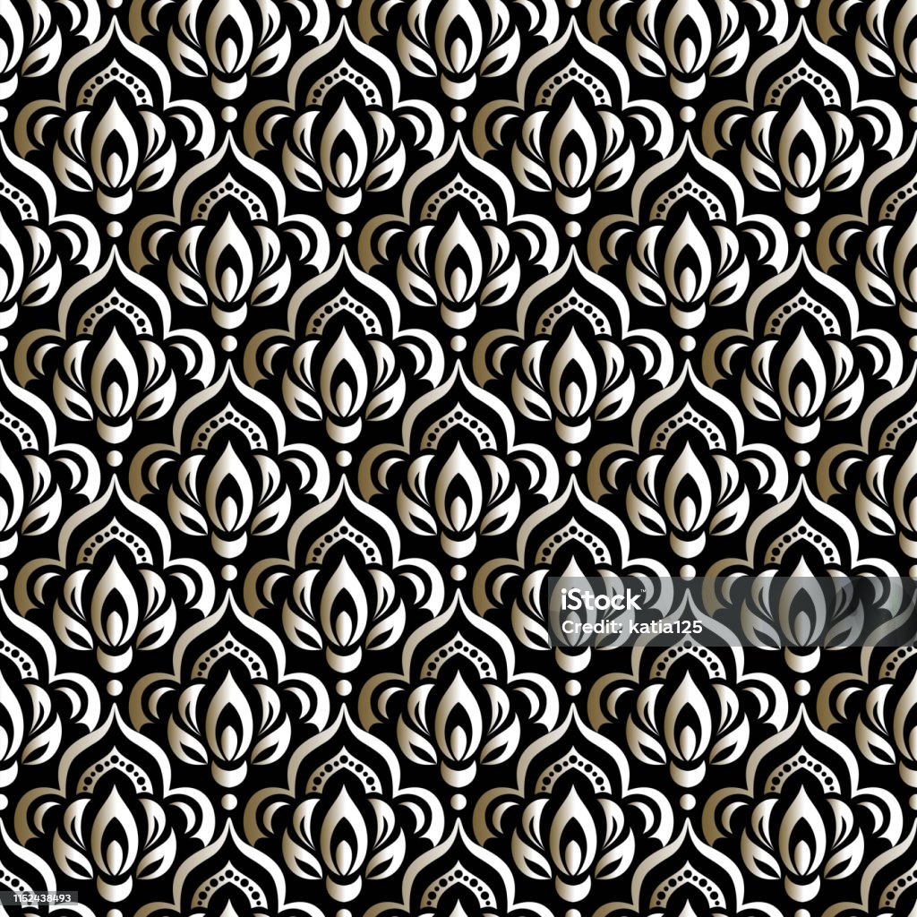 Vector damask seamless pattern element. Indian, Islam, Arabic. Damask seamless pattern for design. Vector Illustration Abstract stock vector