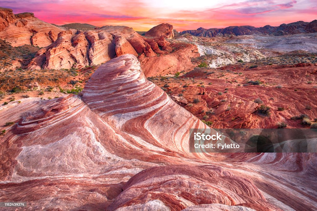 Fire wave Amazing colors and shape of the Fire Wave rock in Valley of Fire State Park, Nevada, USA Valley of Fire State Park Stock Photo