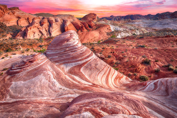 Fire wave Amazing colors and shape of the Fire Wave rock in Valley of Fire State Park, Nevada, USA nevada photos stock pictures, royalty-free photos & images
