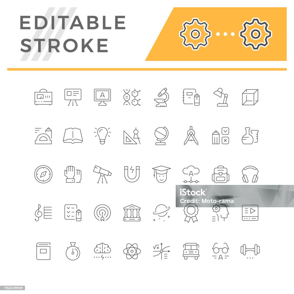 Set editable stroke line icons of education Set editable stroke line icons of education isolated on white. Vector illustration Icon Symbol stock vector