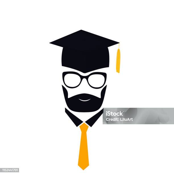 Graduate With Bear In Graduation Hat With Tassel Eyeglasses And Necktie Mortarboard Stock Illustration - Download Image Now