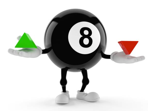 istock Eight ball character with up and down arrow 1152443075