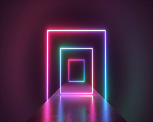 istock 3d render, abstract neon background, virtual reality tunnel, ultraviolet spectrum, fashion catwalk podium, empty performance stage, floor reflection 1152443206