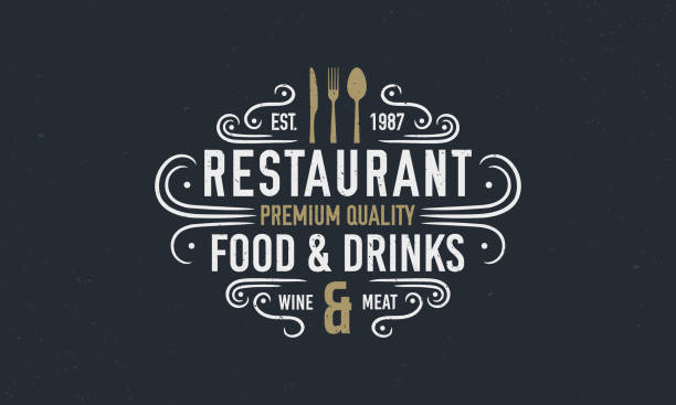 Vintage luxury restaurant logo or poster template. Vintage emblem for restaurant. Restaurant menu design. Vector illustration Vector illustration restaurant logos stock illustrations