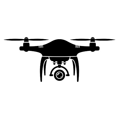 Drone and quadrocopter icon isolated on white background.