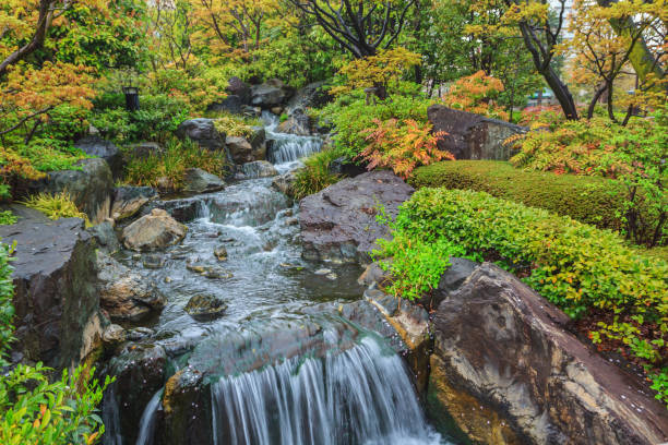 istock Waterfall with tropical garden in Japan 1152445993