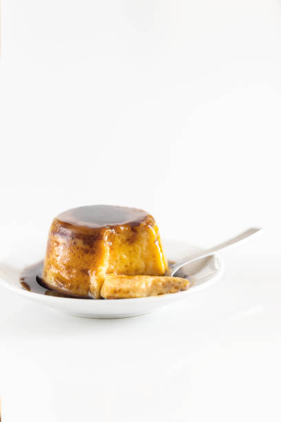 istock Creme caramel dessert or flan on white table. Popular egg sweet  background. 1152447437