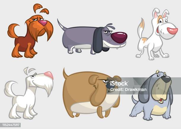 Cartoon Dogs Set Illustration Stock Illustration - Download Image Now - Dog, Afghan Dog, Anger