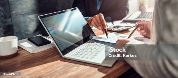 Businessman Discussing Budget Report Stock Photo - Download Image Now - Business, Finance, Business Meeting