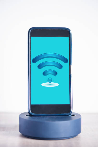 istock Free wifi connection on mobile phone screen. Internet and telecommunication technology concept 1152450286