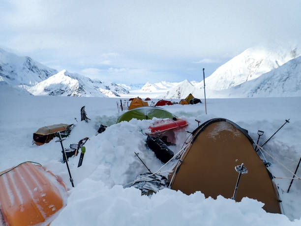istock Camping in the mountains. Winter expedition 1152451198